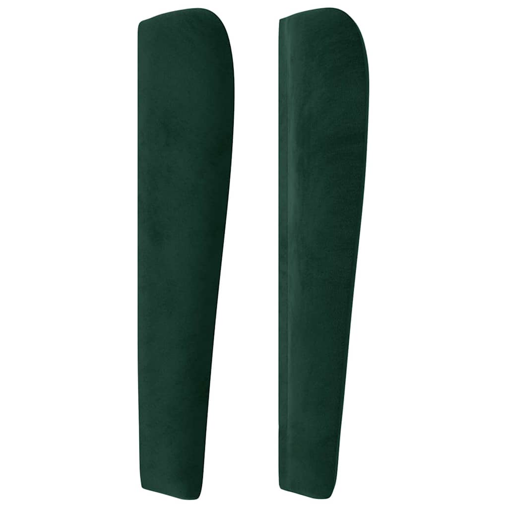 sengegavl med kanter 93x23x118/128 cm fløjl mørkegrøn