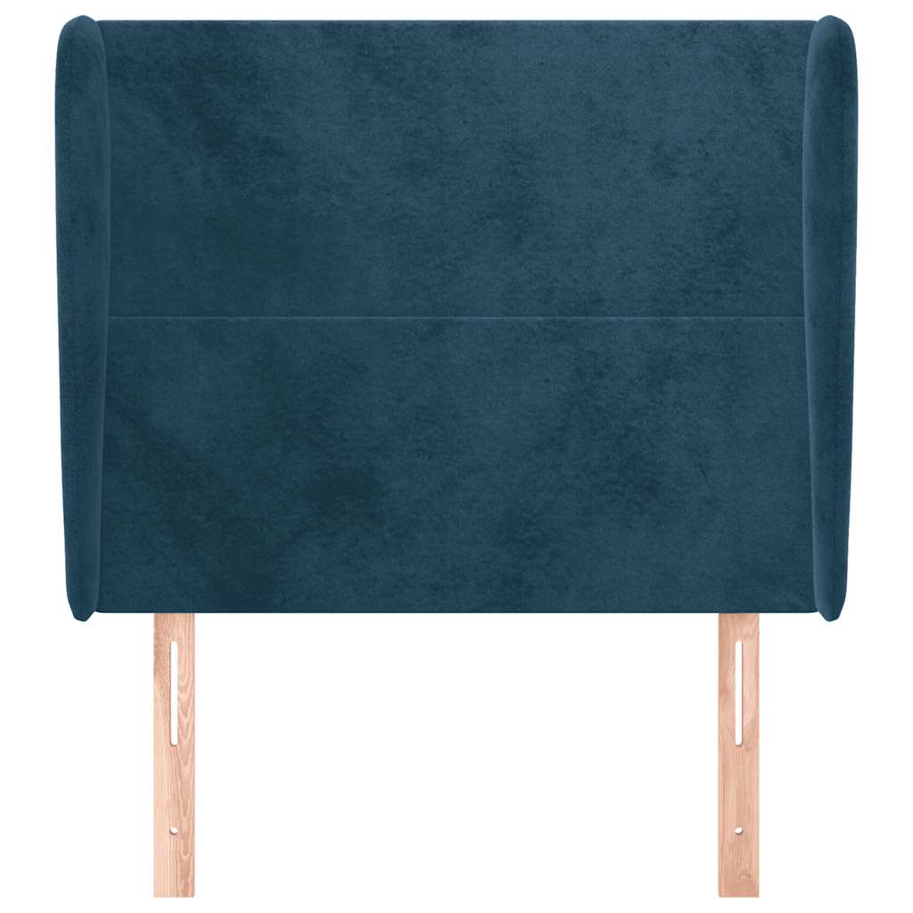 sengegavl med kanter 93x23x118/128 cm fløjl mørkeblå