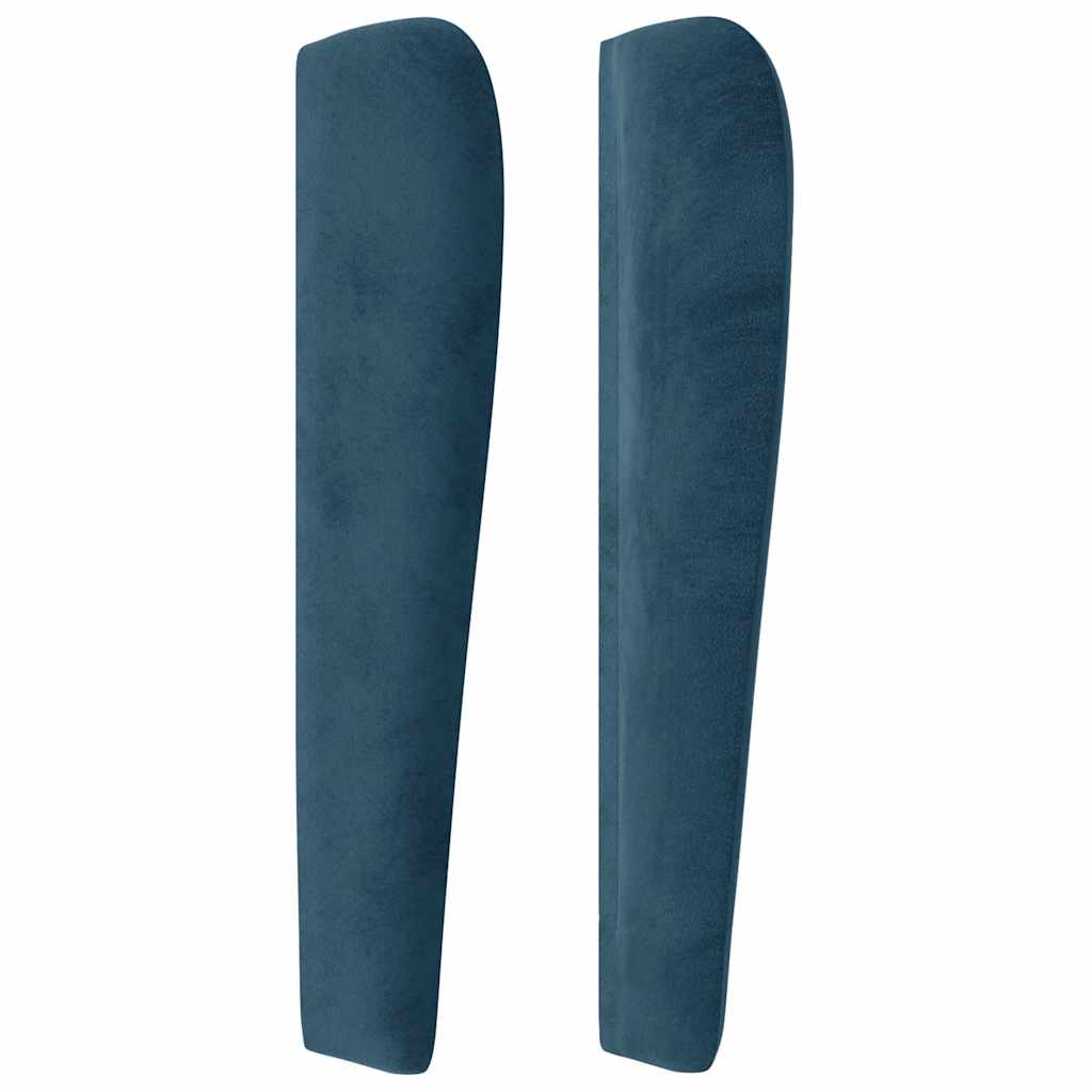 sengegavl med kanter 93x23x118/128 cm fløjl mørkeblå