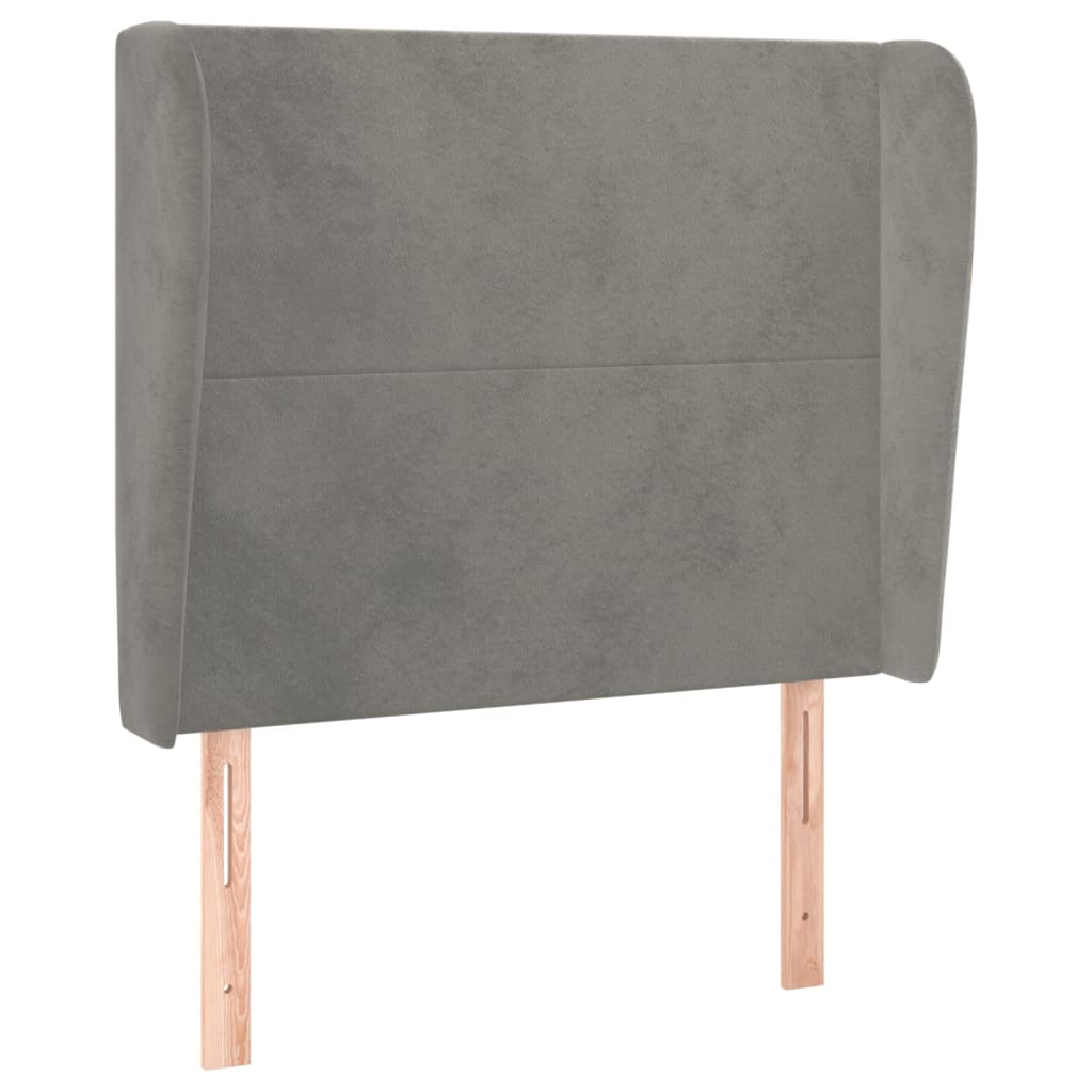 sengegavl med kanter 103x23x118/128 cm fløjl lysegrå