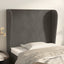 sengegavl med kanter 103x23x118/128 cm fløjl mørkegrå