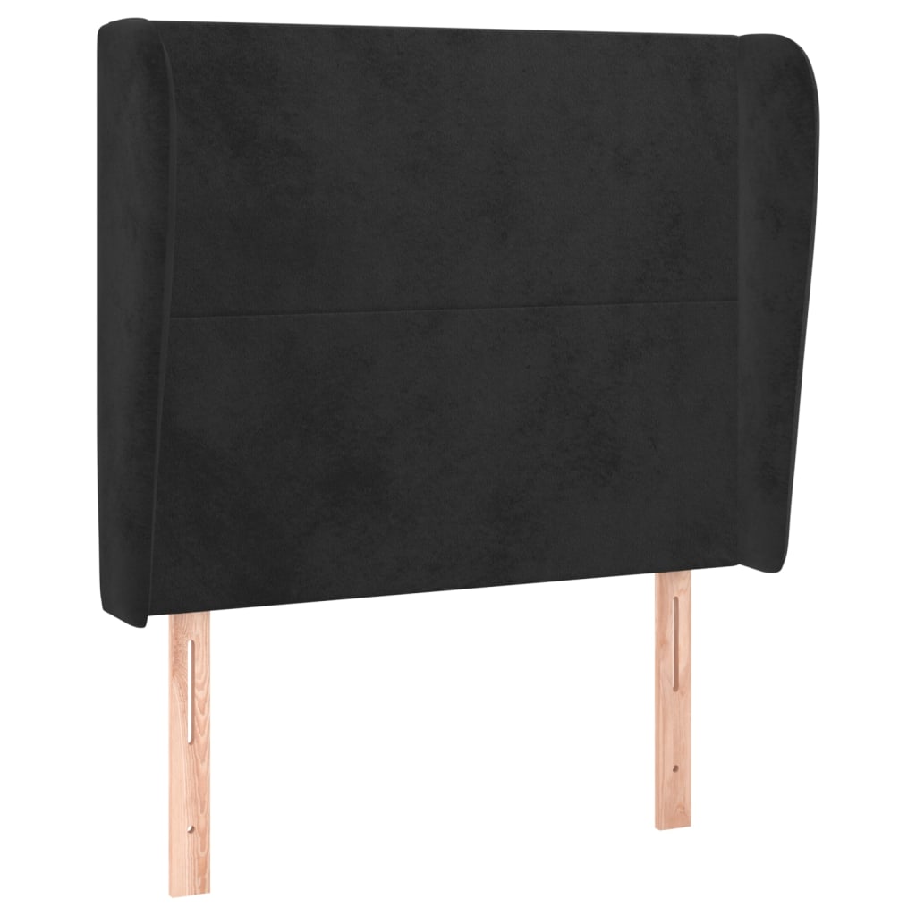 sengegavl med kanter 103x23x118/128 cm fløjl sort