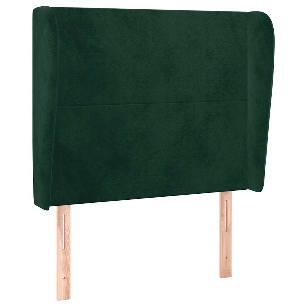 sengegavl med kanter 103x23x118/128 cm fløjl mørkegrøn