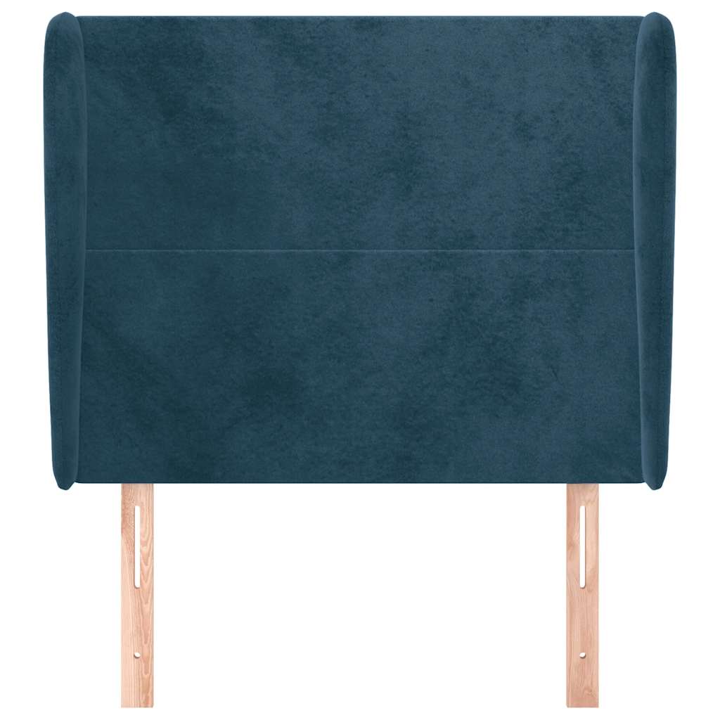 sengegavl med kanter 103x23x118/128 cm fløjl mørkeblå
