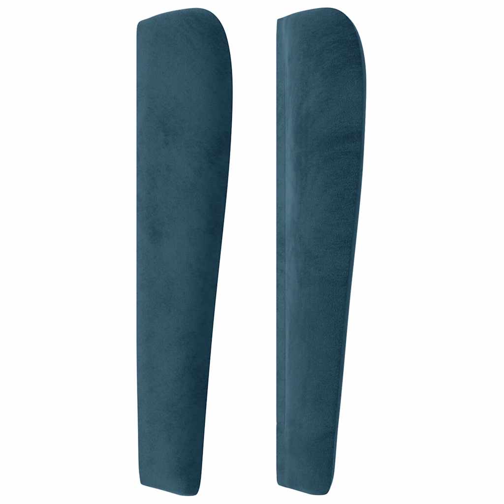 sengegavl med kanter 103x23x118/128 cm fløjl mørkeblå