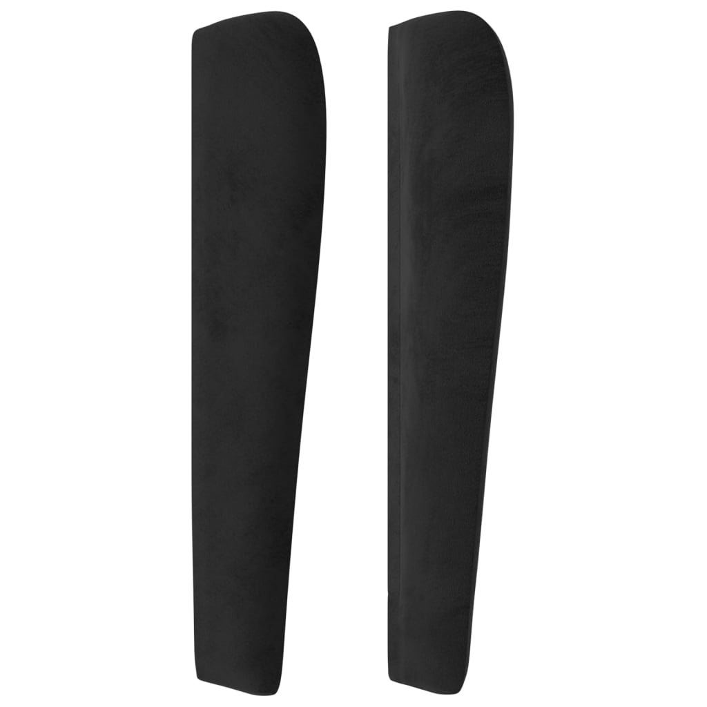 sengegavl med kanter 163x23x118/128 cm fløjl sort