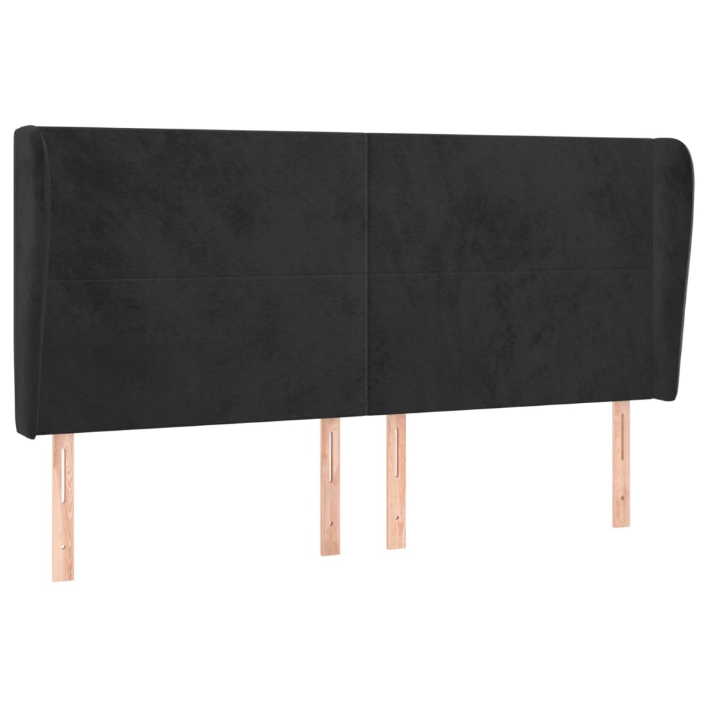 sengegavl med kanter 183x23x118/128 cm fløjl sort