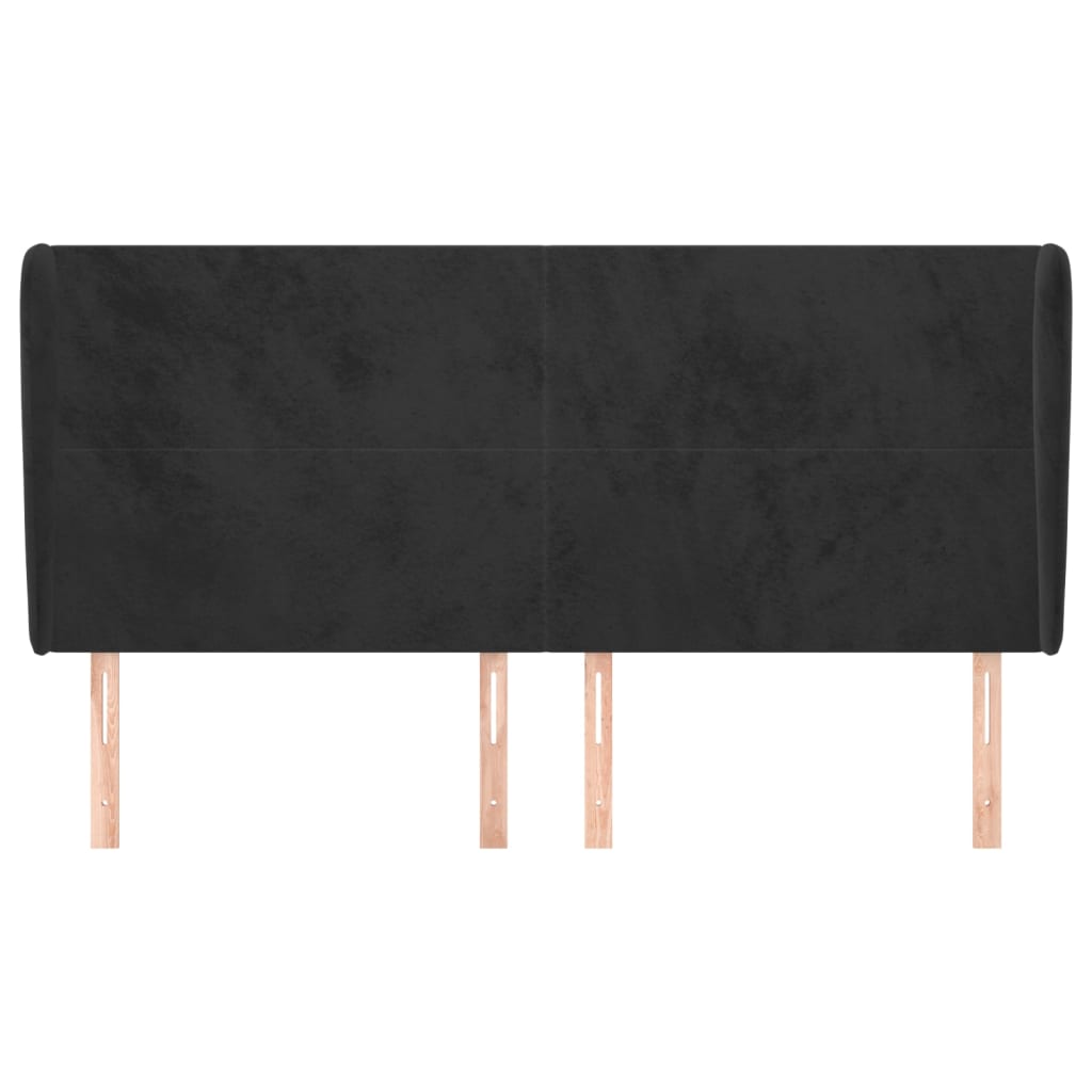 sengegavl med kanter 183x23x118/128 cm fløjl sort
