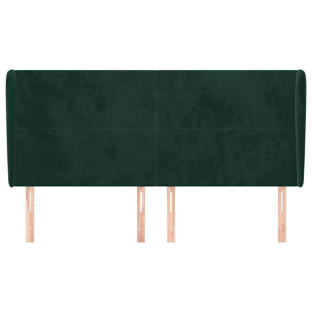 sengegavl med kanter 183x23x118/128 cm fløjl mørkegrøn