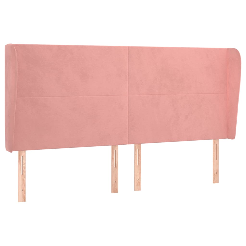 sengegavl med kanter 183x23x118/128 cm fløjl lyserød