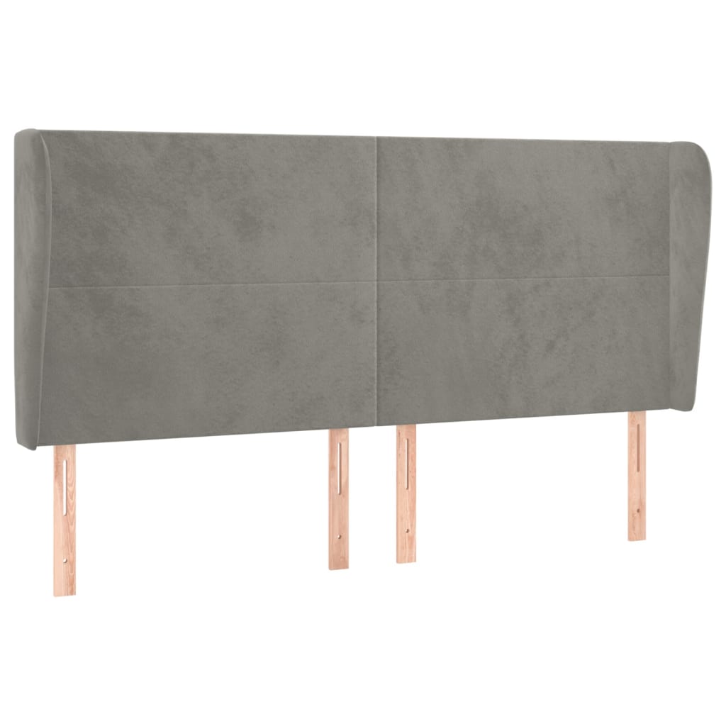 sengegavl med kanter 203x23x118/128 cm fløjl lysegrå