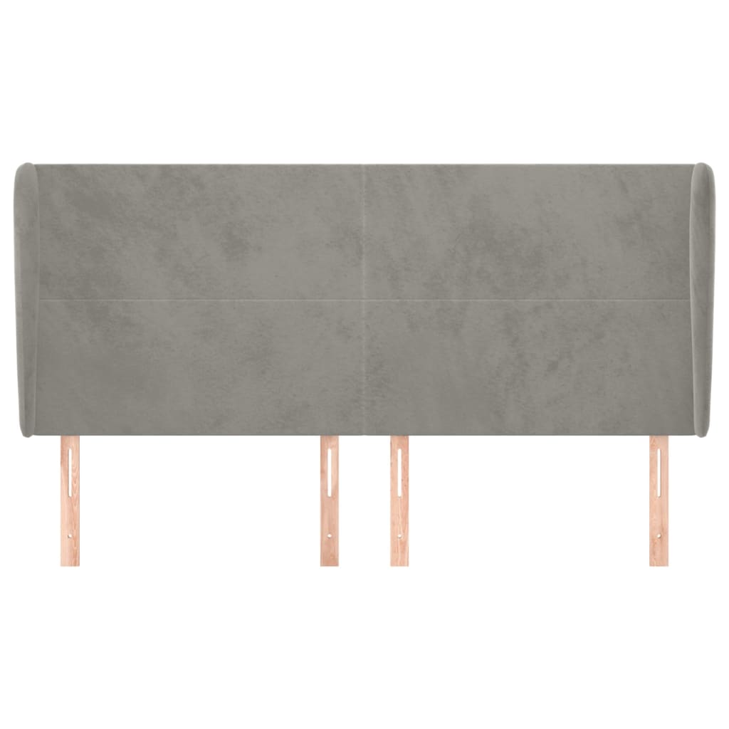 sengegavl med kanter 203x23x118/128 cm fløjl lysegrå