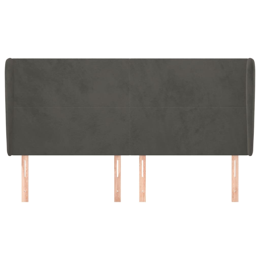 sengegavl med kanter 203x23x118/128 cm fløjl mørkegrå