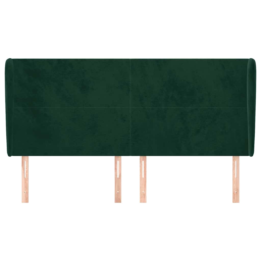 sengegavl med kanter 203x23x118/128 cm fløjl mørkegrøn