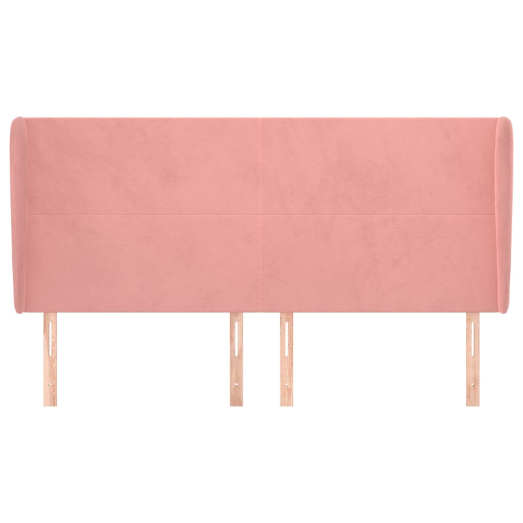 sengegavl med kanter 203x23x118/128 cm fløjl lyserød
