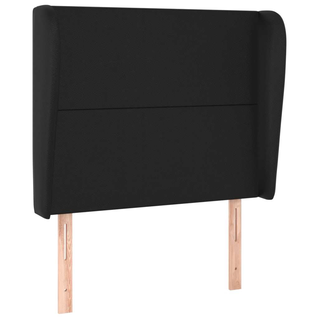 sengegavl med kanter 83x23x118/128 cm kunstlæder sort