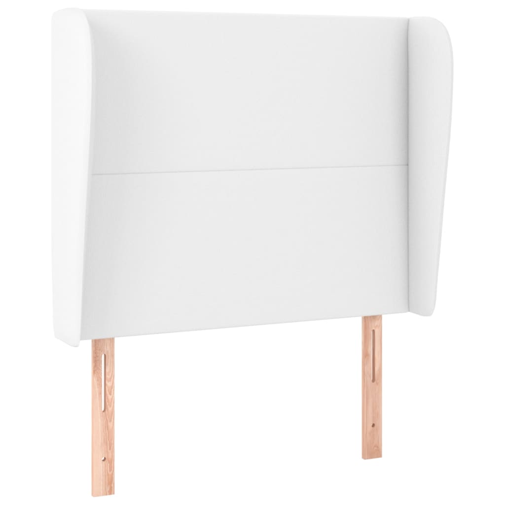 sengegavl med kanter 93x23x118/128 cm kunstlæder hvid