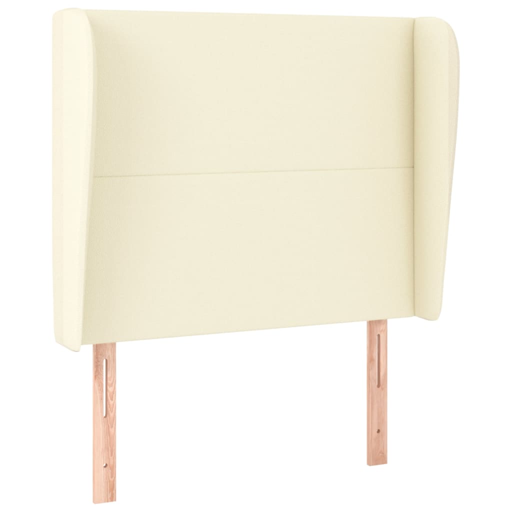 sengegavl med kanter 93x23x118/128 cm kunstlæder cremefarvet