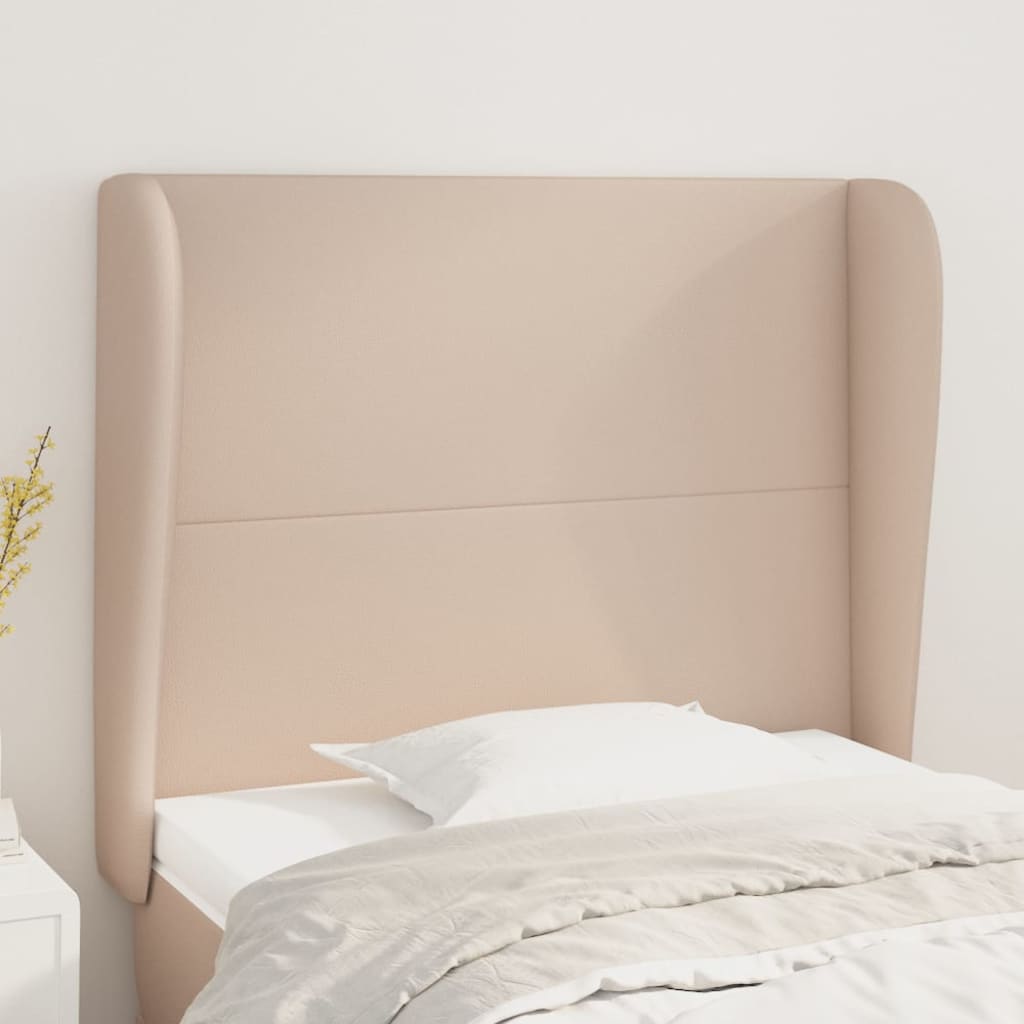 sengegavl med kanter 93x23x118/128 cm kunstlæder cappuccino