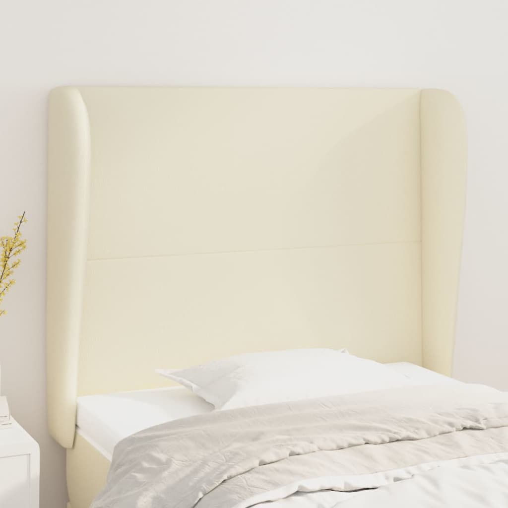 sengegavl med kanter 103x23x118/128 cm kunstlæder cremefarvet