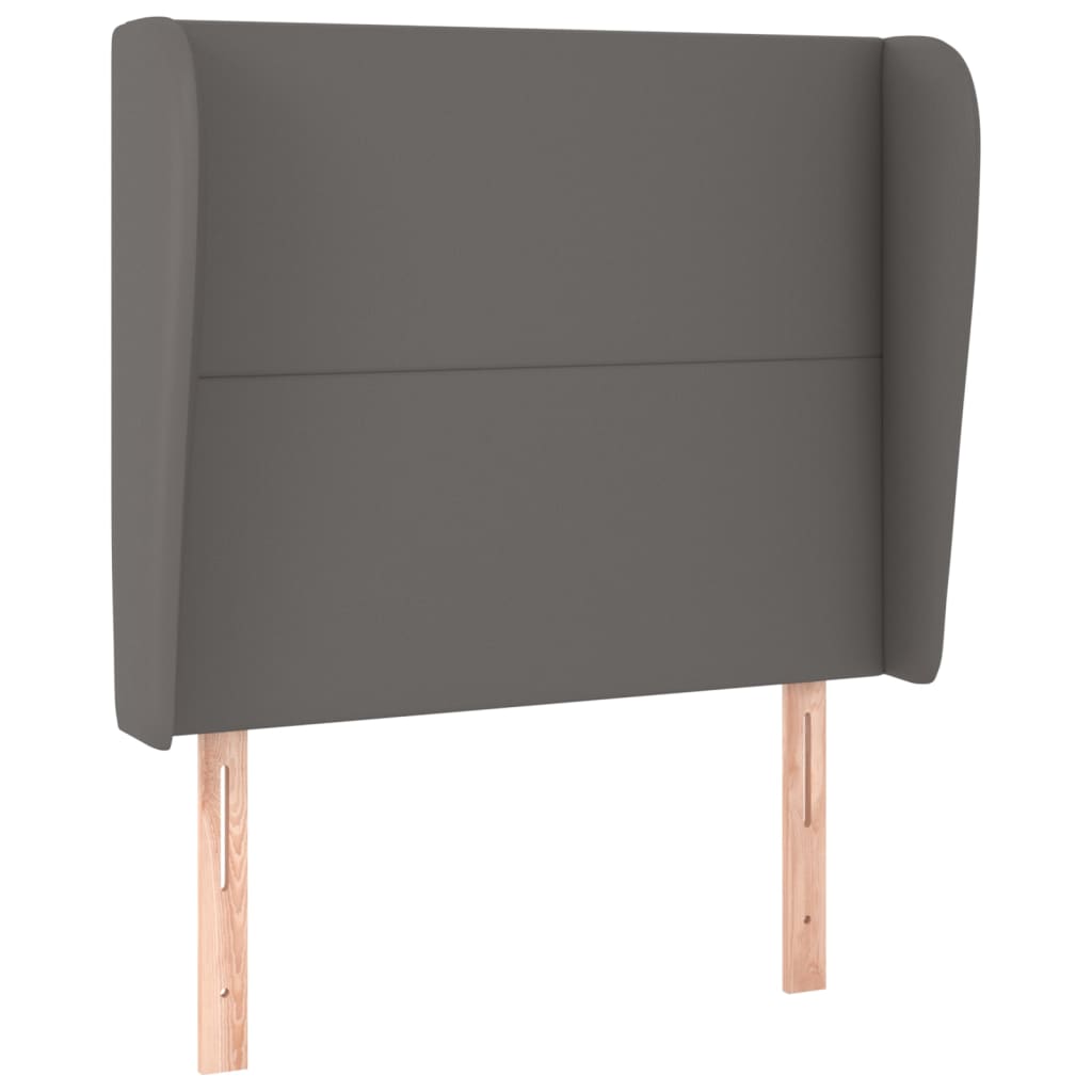 sengegavl med kanter 103x23x118/128 cm kunstlæder grå