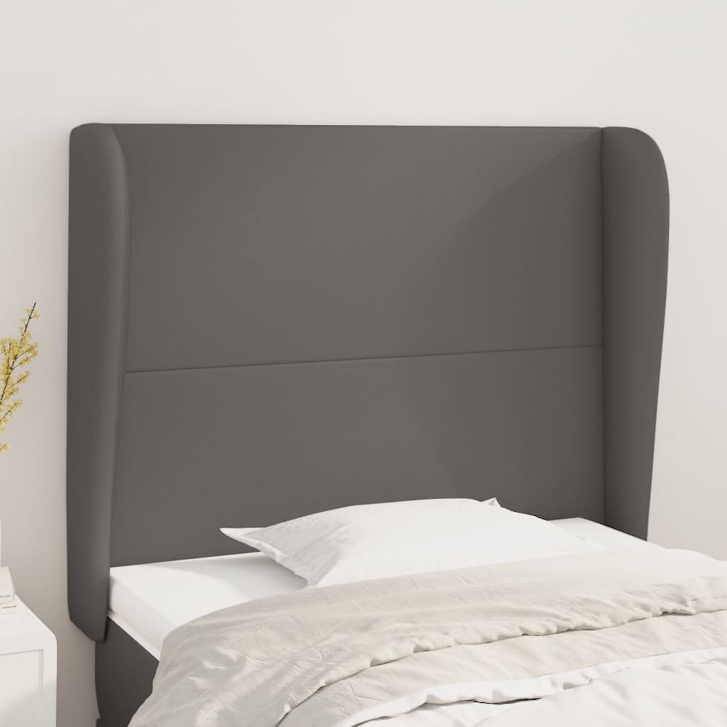 sengegavl med kanter 103x23x118/128 cm kunstlæder grå