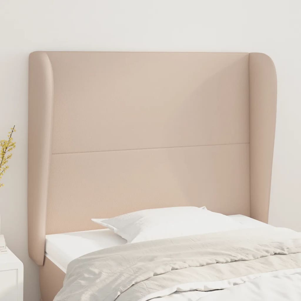 sengegavl med kanter 103x23x118/128 cm kunstlæder cappuccino