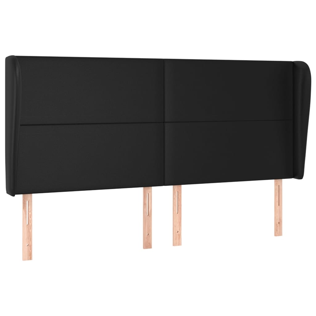 sengegavl med kanter 163x23x118/128 cm kunstlæder sort