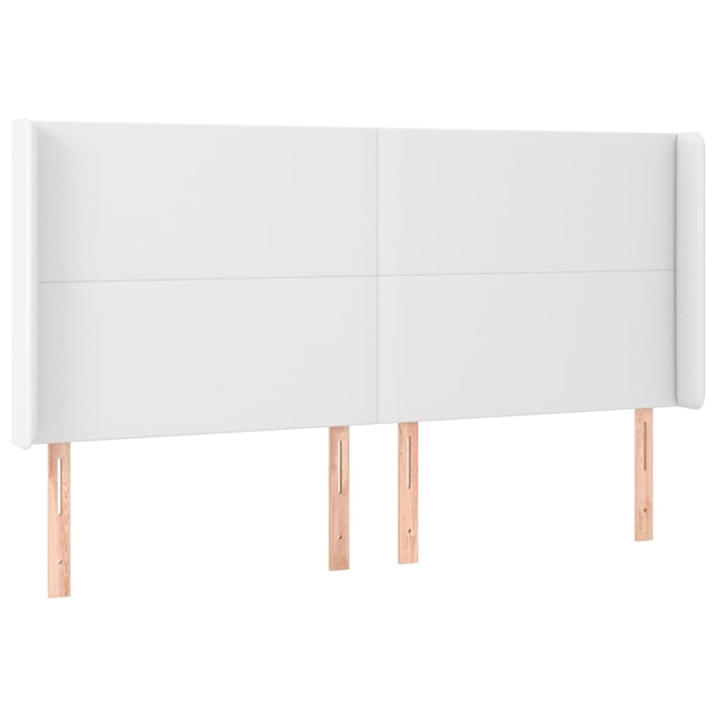 sengegavl med kanter 183x23x118/128 cm kunstlæder hvid