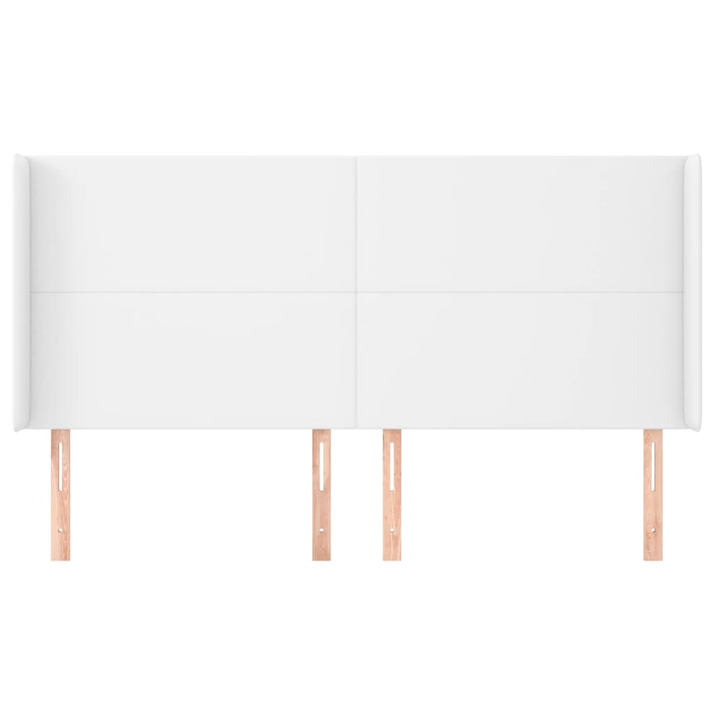 sengegavl med kanter 183x23x118/128 cm kunstlæder hvid