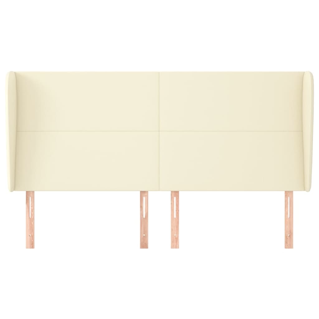 sengegavl med kanter 183x23x118/128 cm kunstlæder cremefarvet