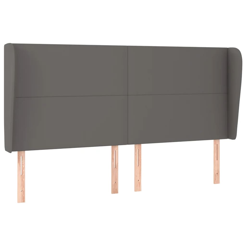 sengegavl med kanter 183x23x118/128 cm kunstlæder grå