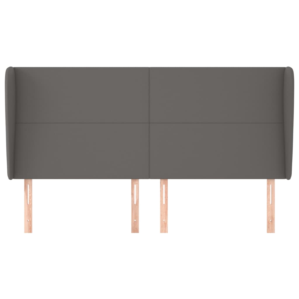 sengegavl med kanter 183x23x118/128 cm kunstlæder grå