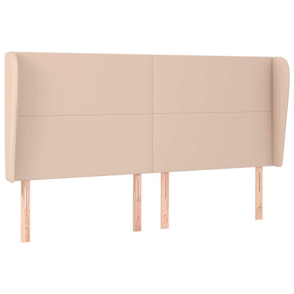 sengegavl med kanter 183x23x118/128 cm kunstlæder cappuccino