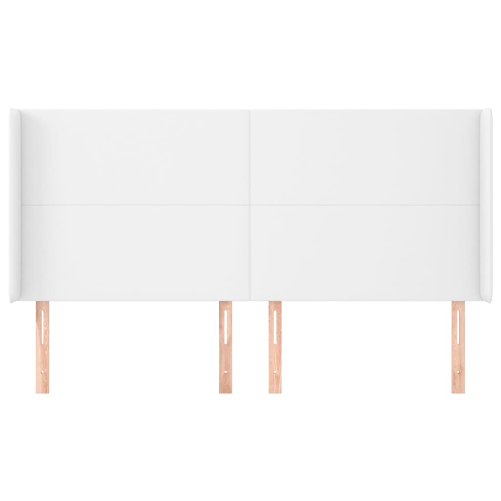 sengegavl med kanter 203x23x118/128 cm kunstlæder hvid