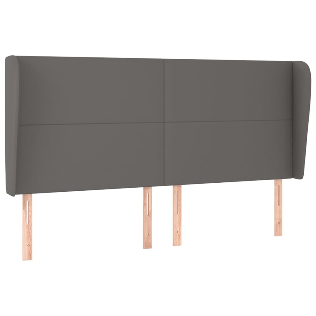 sengegavl med kanter 203x23x118/128 cm kunstlæder grå