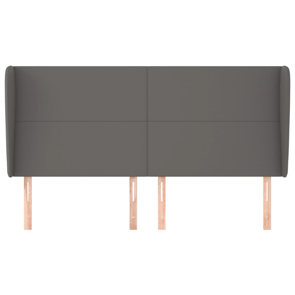 sengegavl med kanter 203x23x118/128 cm kunstlæder grå