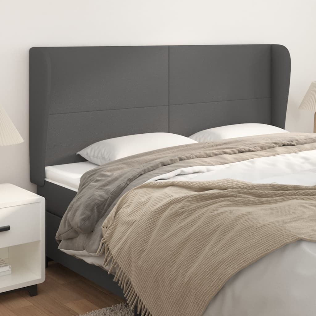 sengegavl med kanter 203x23x118/128 cm kunstlæder grå