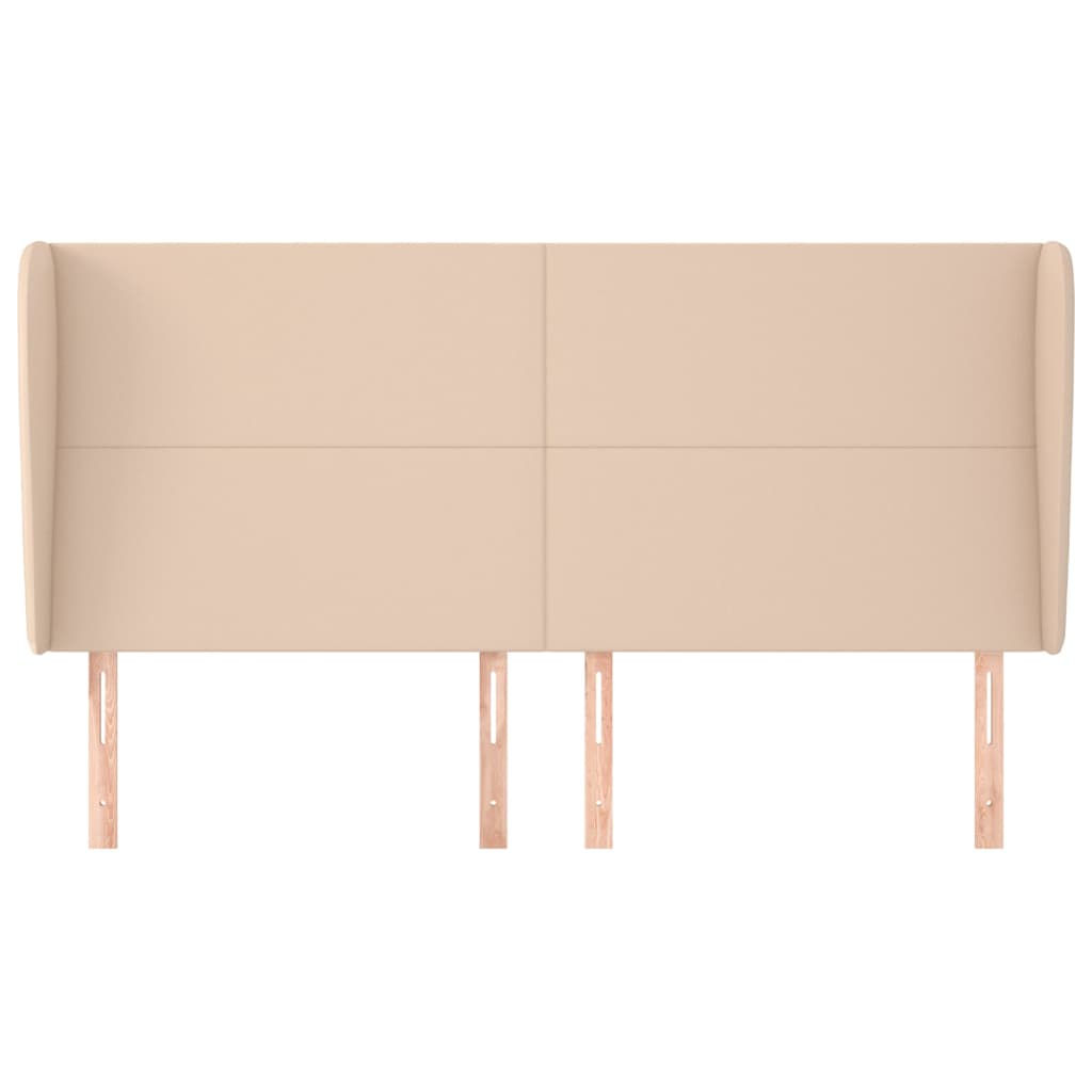 sengegavl med kanter 203x23x118/128 cm kunstlæder cappuccino