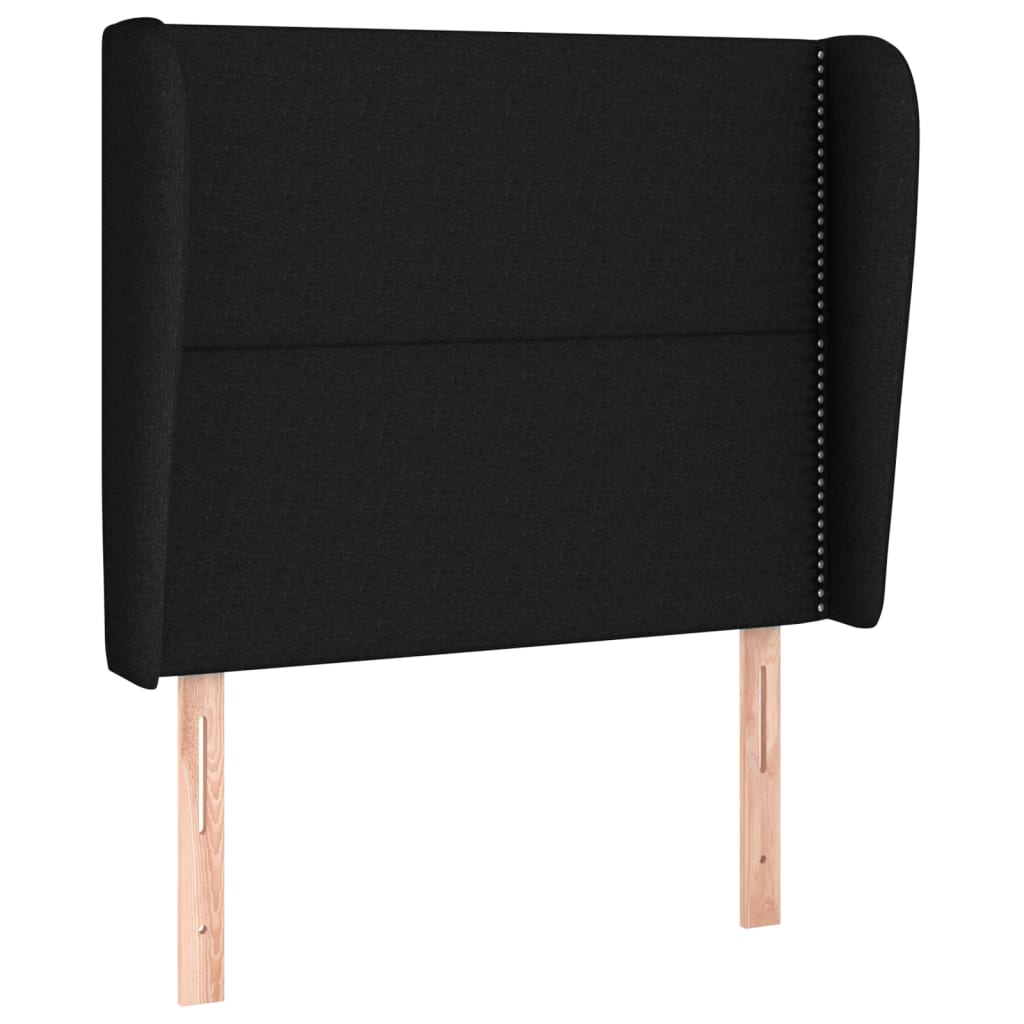 sengegavl med kanter 83x23x118/128 cm stof sort