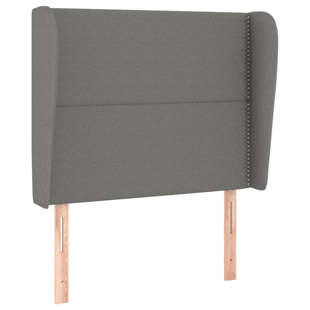 sengegavl med kanter 93x23x118/128 cm stof mørkegrå