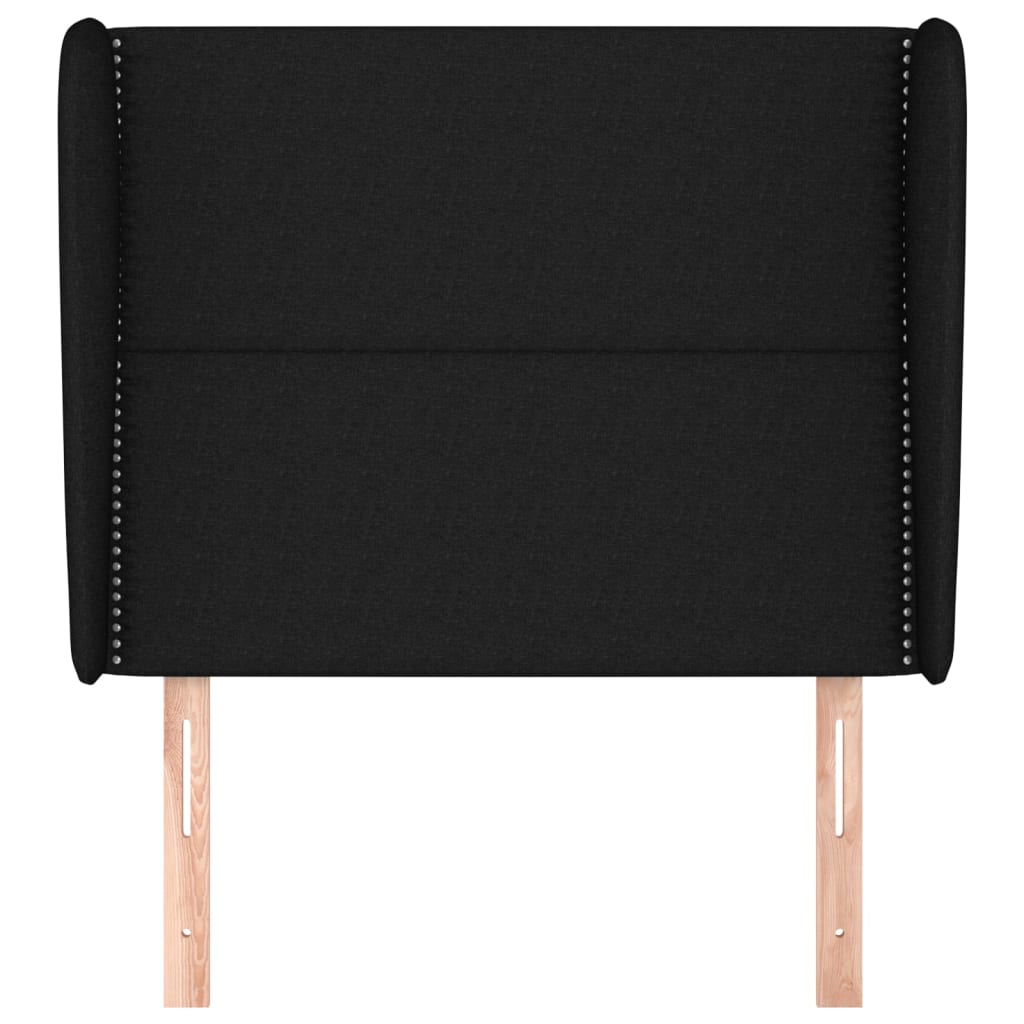 sengegavl med kanter 93x23x118/128 cm stof sort