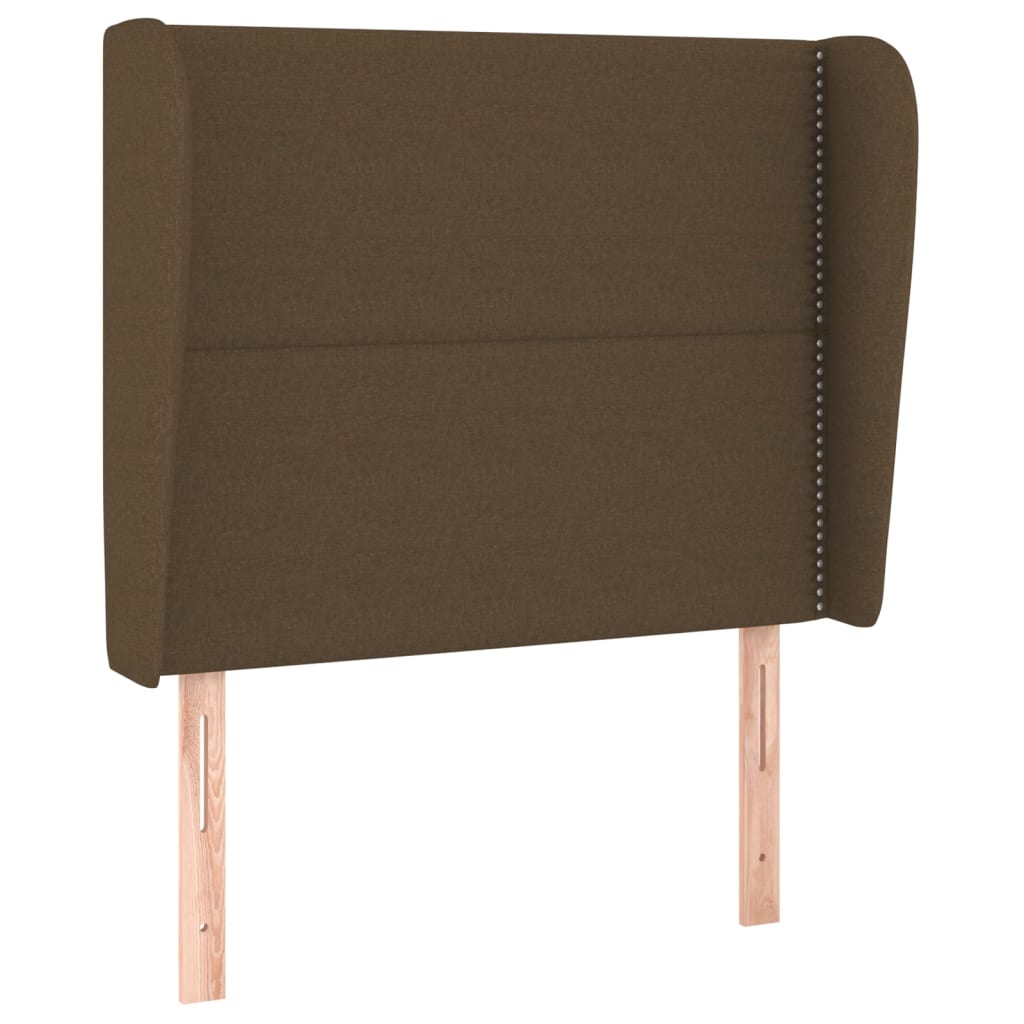 sengegavl med kanter 93x23x118/128 cm stof mørkebrun