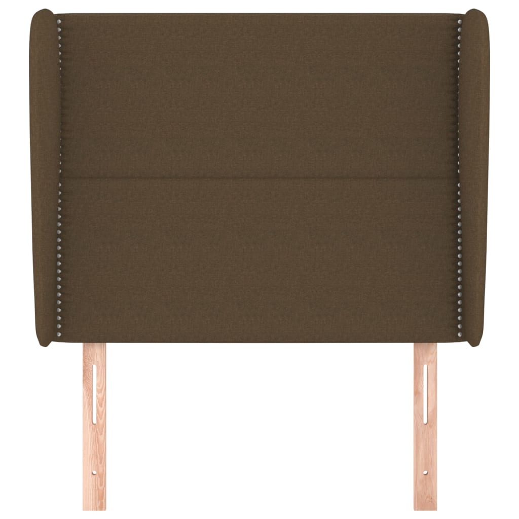 sengegavl med kanter 93x23x118/128 cm stof mørkebrun