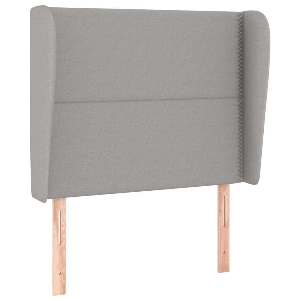 sengegavl med kanter 103x23x118/128 cm stof lysegrå
