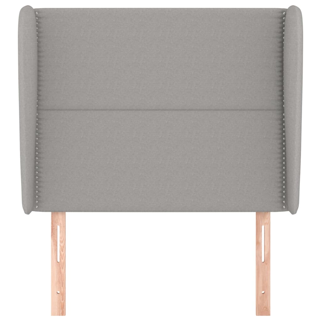 sengegavl med kanter 103x23x118/128 cm stof lysegrå
