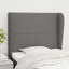 sengegavl med kanter 103x23x118/128 cm stof mørkegrå