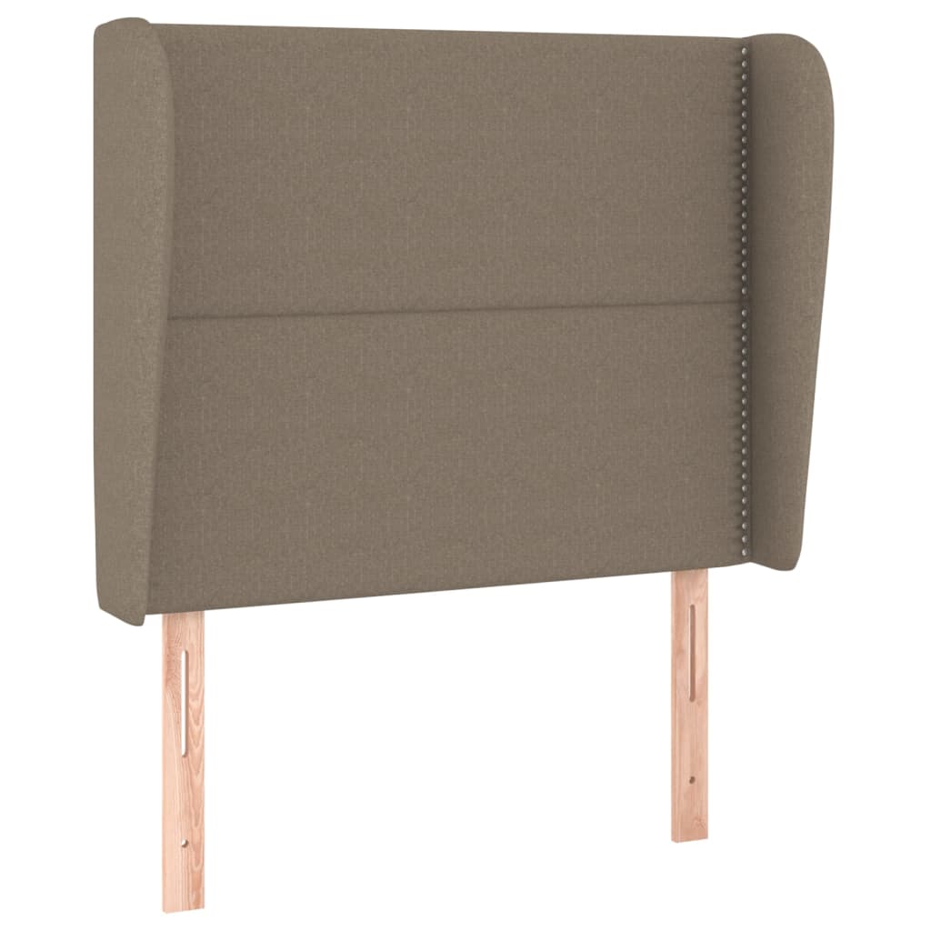 sengegavl med kanter 103x23x118/128 cm stof gråbrun