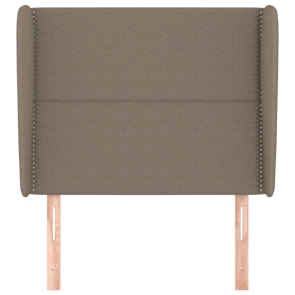 sengegavl med kanter 103x23x118/128 cm stof gråbrun