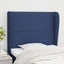 sengegavl med kanter 103x23x118/128 cm stof blå